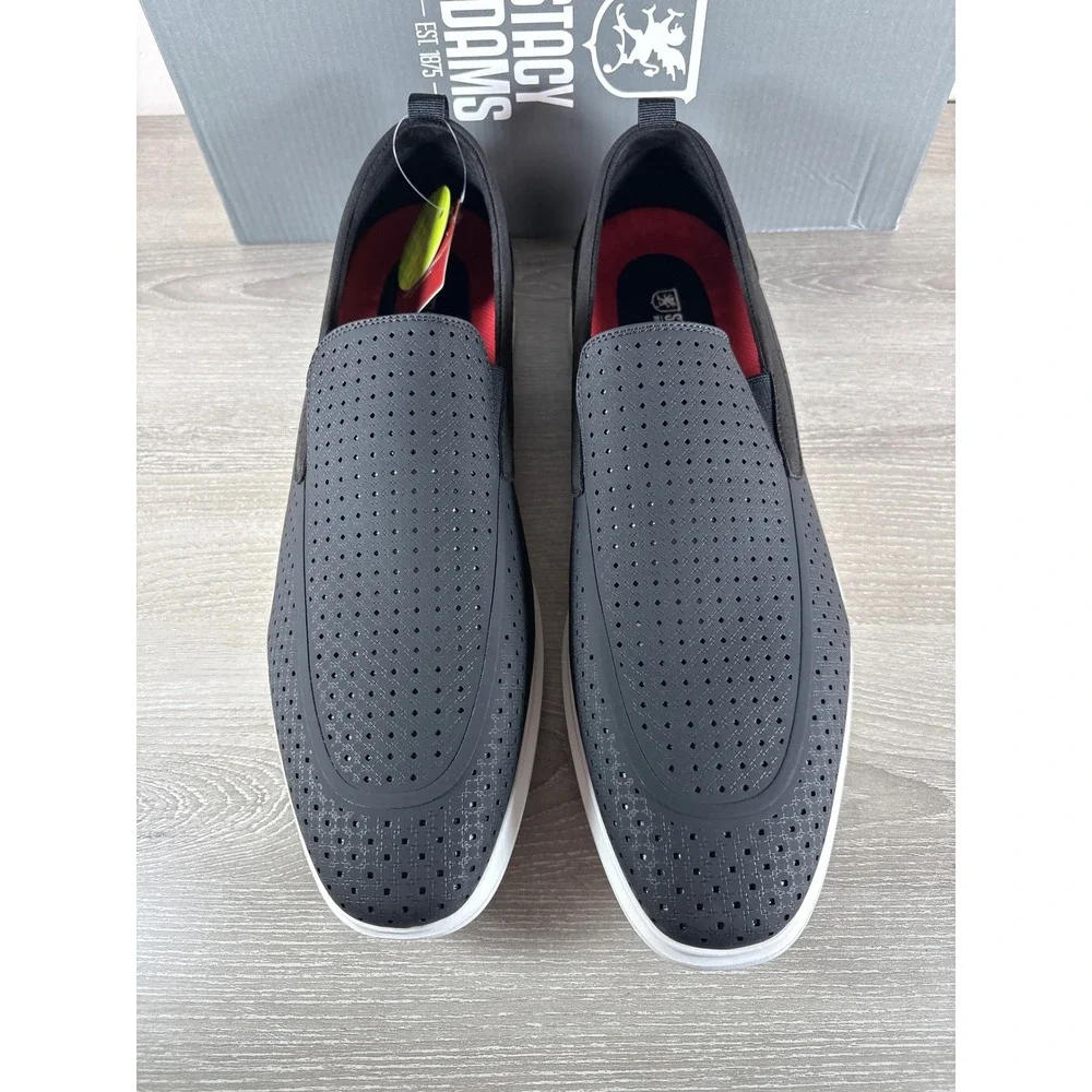 Stacy Adams Remy Mens 13 M Black Perforated Slip On Sneakers‎ Redzone 25658-001